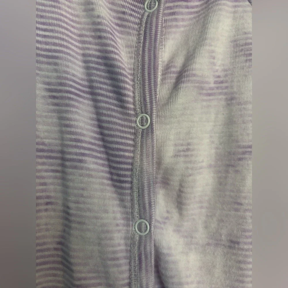 Paige Lauren Baby Sz 0-3 Months Purple White Stripes Romper Made in‎ LA Organic